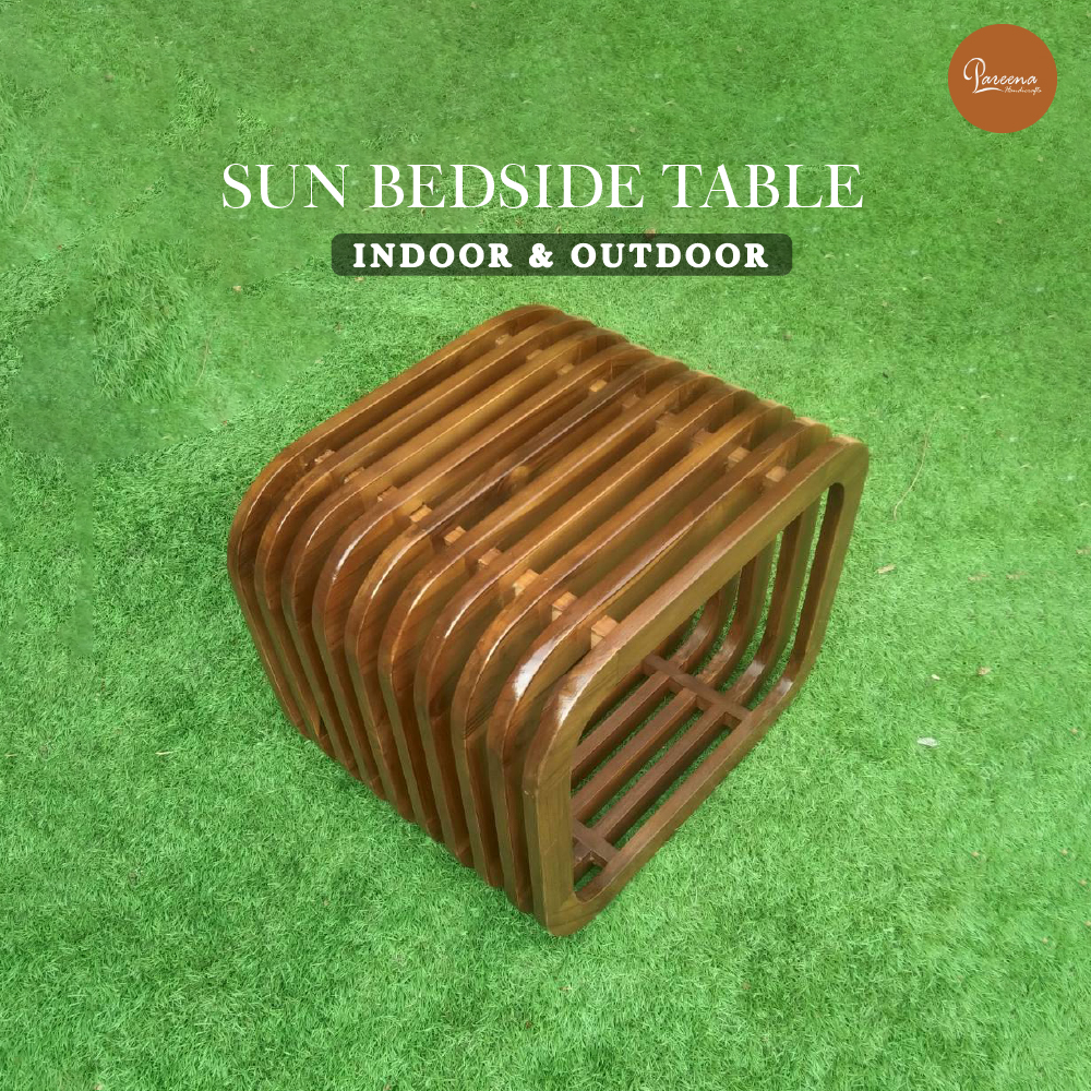 โต๊ะข้างไม้สัก PAREENA DECOR รุ่น BST-001 ขนาด 41X50X50 ซม. สีไม้ธรรมชาติ_4